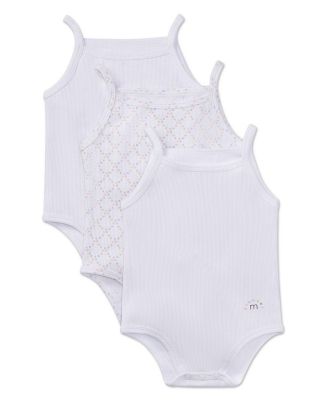 Baby Girls 3 Pair Pack Cotton Rich Ribbed and Dot Pattern Bodysuits