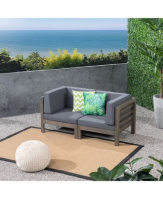 Streamdale Acacia Wood Outdoor Loveseat Sectional - 2 Piece Set