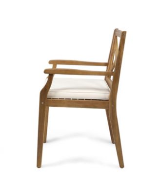Streamdale White Cushion Patio Dining Chairs - Solid Wood, Water-Resistant
