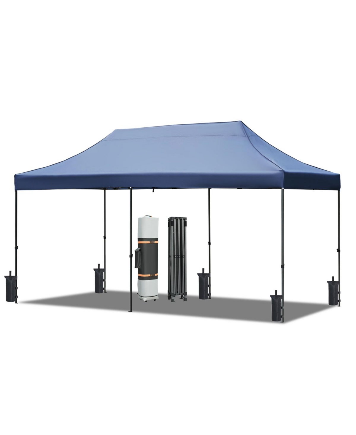 10x20 Pop-Up Canopy Tent, 6 Sidewalls, Uv/Waterproof, 3 Height, Roller Bag, Navy - Navy