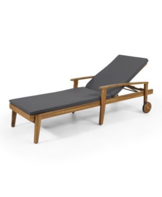 Streamdale Acacia Wood Adjustable Outdoor Chaise Lounge with Water-Resistant Cushion