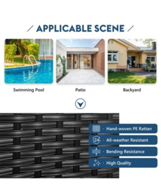 Streamdale 79.9" Outdoor Sunbed, Adjustable Canopy, Double Lounge, Black Wicker