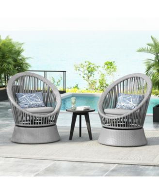 Streamdale (Set of 2) 26,7" Modern Silver Grey Swivel Wicker Lounge Chair
