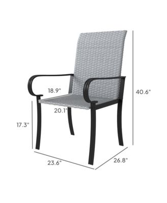Set of 2 Outdoor Wicker Dining Chairs with Armrests,