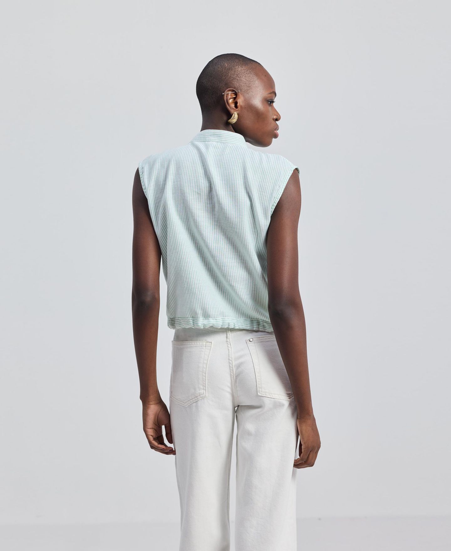 Женская рубашка Reistor Button-down with Waist Drawstring in Stripes, цвет: Parallel Paths — фото 3