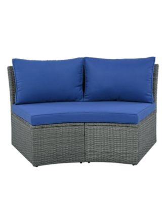 Streamdale 10-Pc Half-Round Rattan Patio Sofa Set, Free Combo, Blue