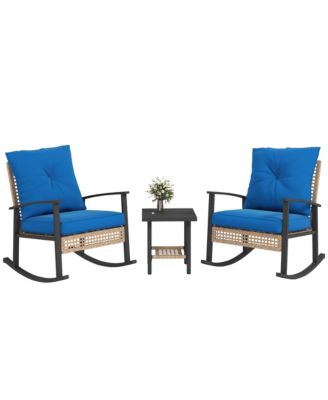 3 Pieces Bistro Set with Rat Rocking Chairs & Table Dark