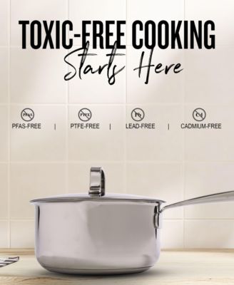 Maestro Cookware Set 3-Piece Set - 8" Nonstick Ceramic Frying Pan and 1.7Qt. Saucepan with Lid - Made without PFAS, PFOA & PTFE