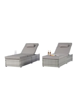 Streamdale Outdoor Chaise Lounge Set, 2 Rattan Recliners, Table, Cushions, Pool/Beach