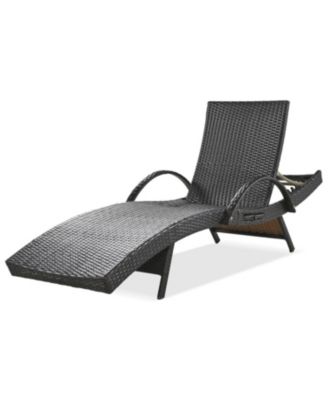 Streamdale 80" Wicker Chaise Lounge Set (2), Patio Rattan, Adjustable, Pull-out Table, Dark Brown