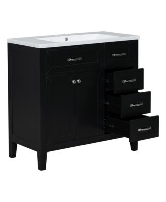 36" Bathroom Vanity with Sink Combo, Bathroom Cabinet with Drawers, Solid Frame and MDF Board
