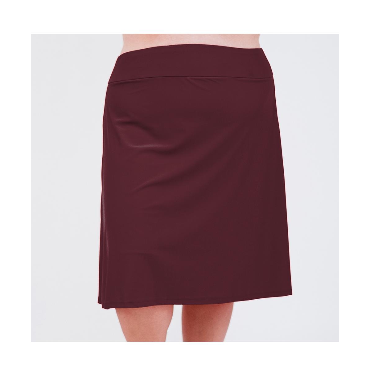 Plus Size Long Swim Skort - Wine