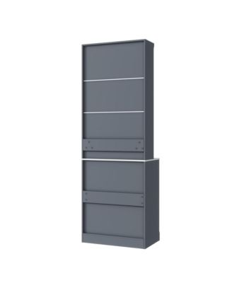 83" Freestanding with Faux Marble Top and 5 Drawers Kitchen Pantry Cabinet