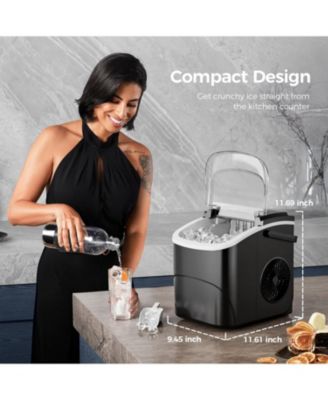 Countertop Ice Maker – 26lbs/24H, 9 Cubes in 6 Mins, Portable with Scoop & Basket, 2 Ice Sizes for Home, Kitchen, Office, Party