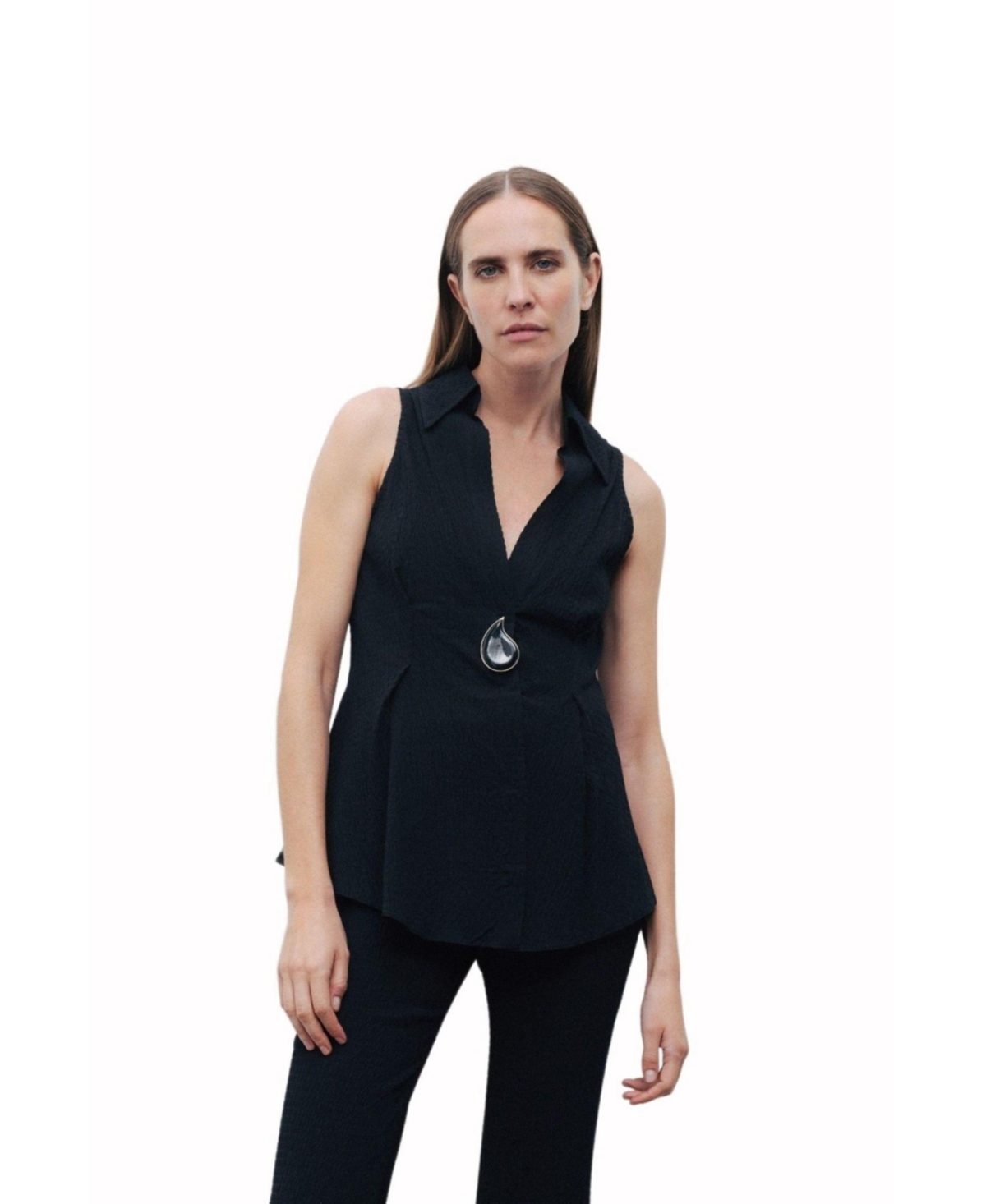 Women's Accessory Detailed Blouse - Dark brown