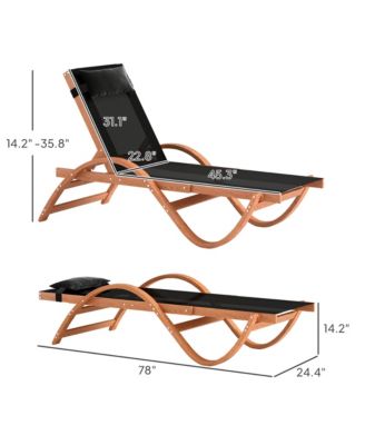 Larch Wood Lounge Chair, 4-Level Adjustable ning Chair,