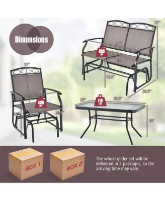 4PCS Outdoor Glider Chair & Table Set Patio Conversation Furniture Set