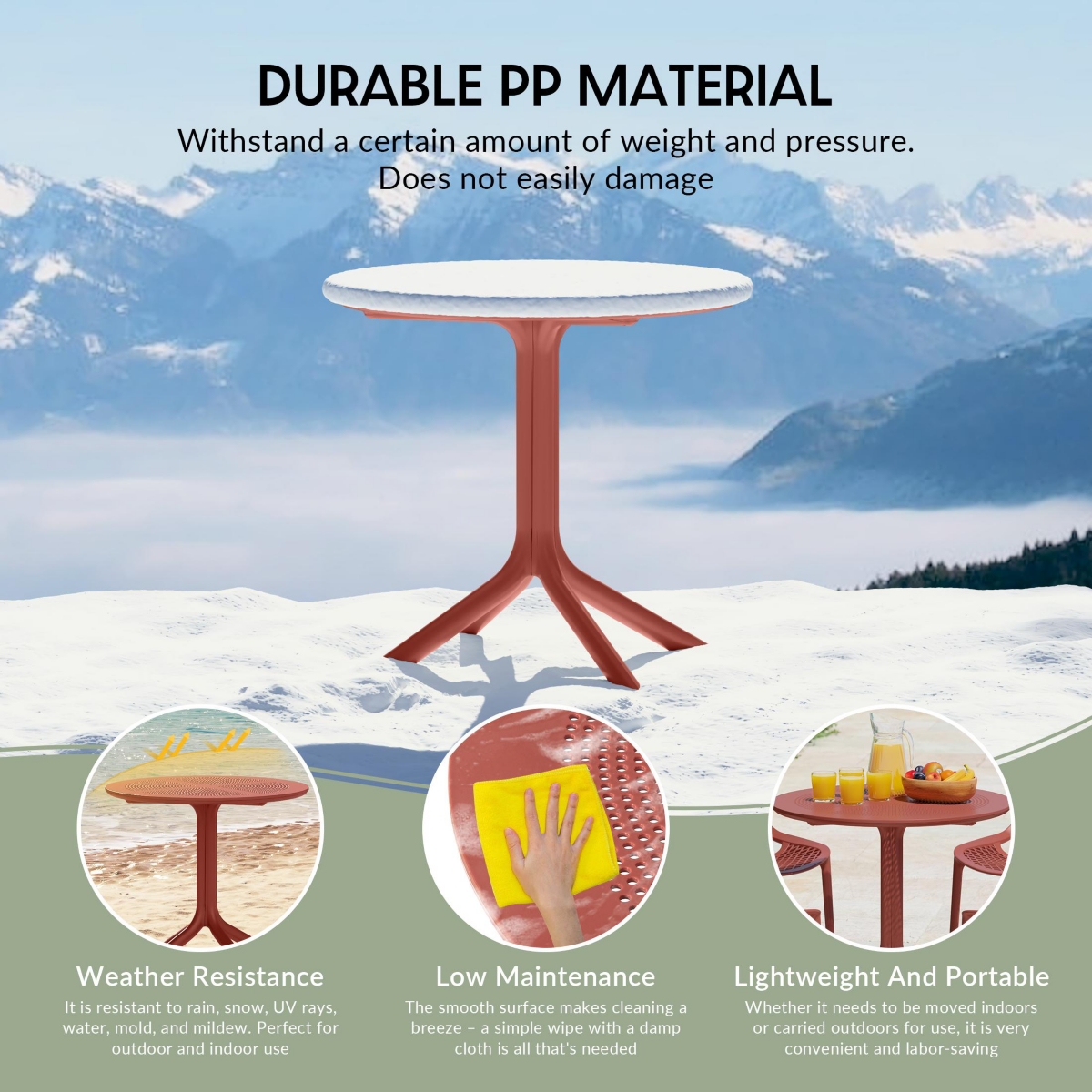 Modern 5-Piece Resin Round Patio Dining Table Set with Stackable Chairs