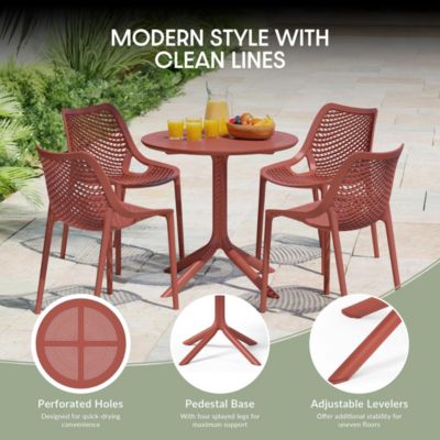 5-Piece Modern Patio Round Dining Table Set with Stackable Patio Dining Chairs