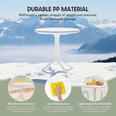 5-Piece Modern Patio Round Dining Table Set with Stackable Patio Dining Chairs