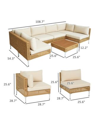 7 Piece Wicker Patio Furniture Set Outdoor Sectional, /