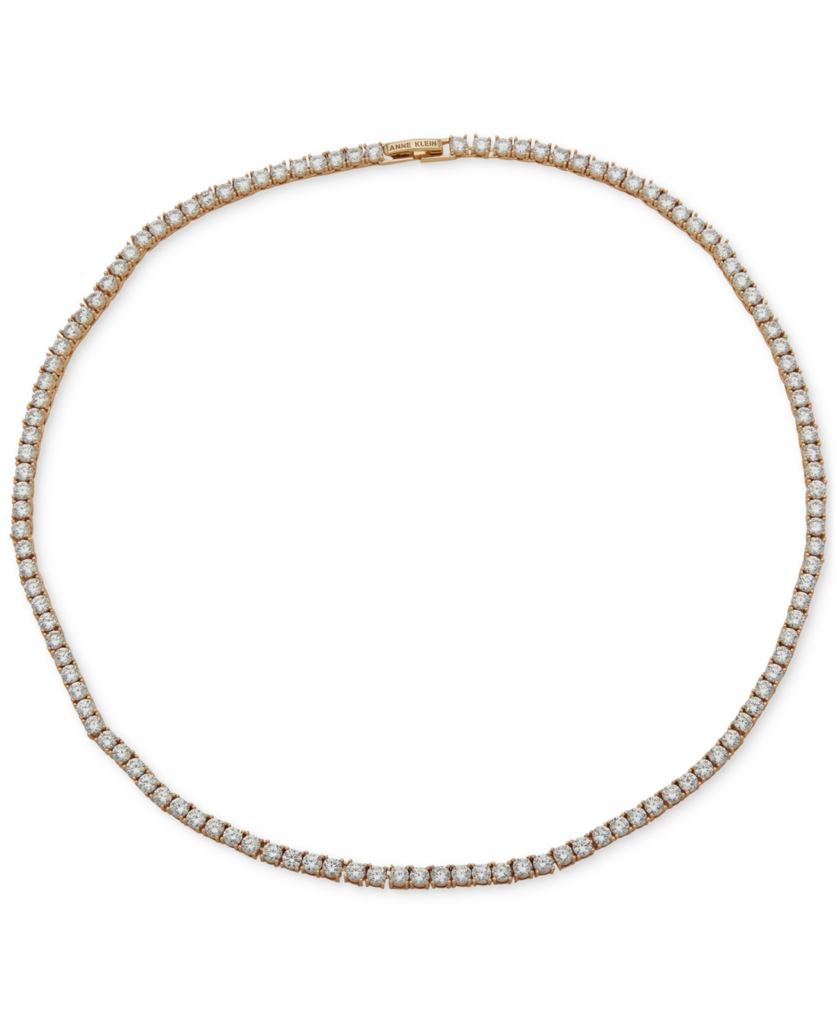 Crystal Tennis Style 16" Collar Necklace - Gold