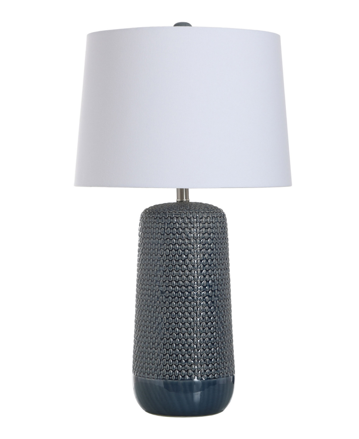 Stylecraft Home Collection 30" Galey Woven Wicker Ceramic Table Lamp In Navy Blue
