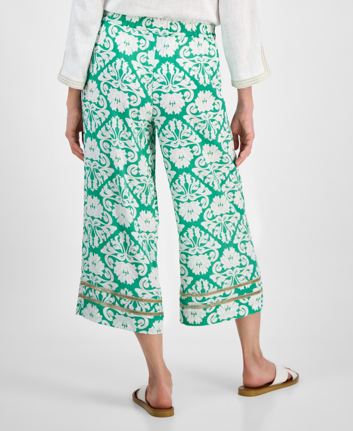 Shop Jm Collection Women's Printed Pull-on Wide-leg Pants, Exclusively At Macy's