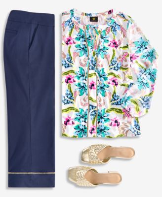 JM COLLECTION WOMENS PRINTED TOP CROPPED WIDE LEG PANTS EXCLUSIVELY AT MACYS 