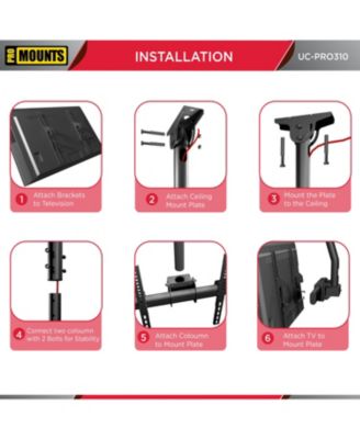 Premium Tilt and Swivel Ceiling TV Mount for 37"-90" Screens Holds up to 88 Lbs.