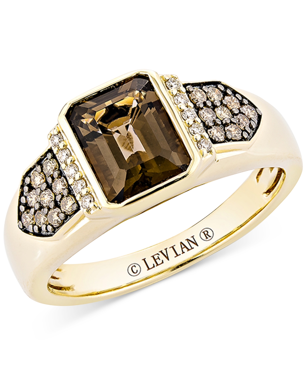 Le Vian Men's Smokey Quartz (1-7/8 Ct. T.w.) & Diamond (1/3 Ct. T.w.) Statement Ring In 14k Yellow Gold In Yellow Gold