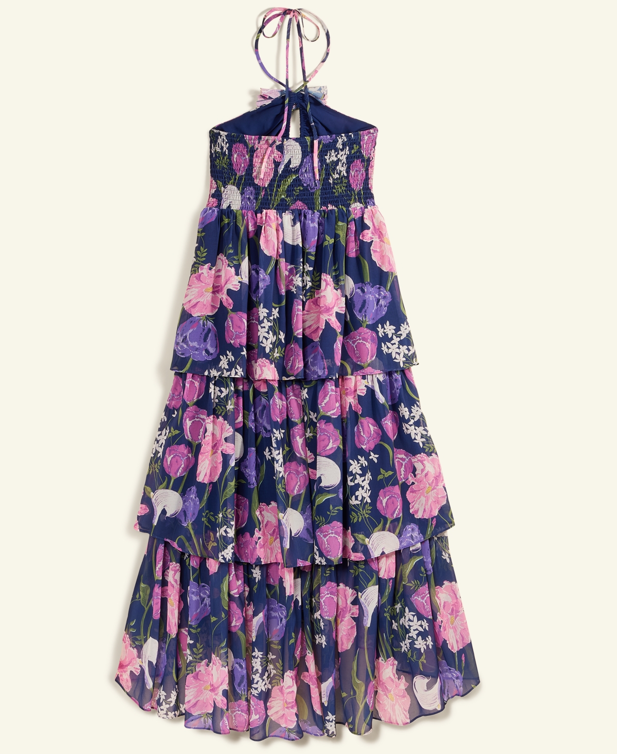 Macy's Flower Show Floral-print Halter Dress, Exclusively At  In Navy Flower