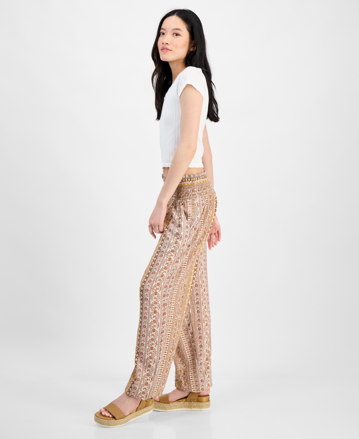 KINGSTON GREY JUNIORS' HIGH-RISE SMOCKED-WAIST JOGGERS 