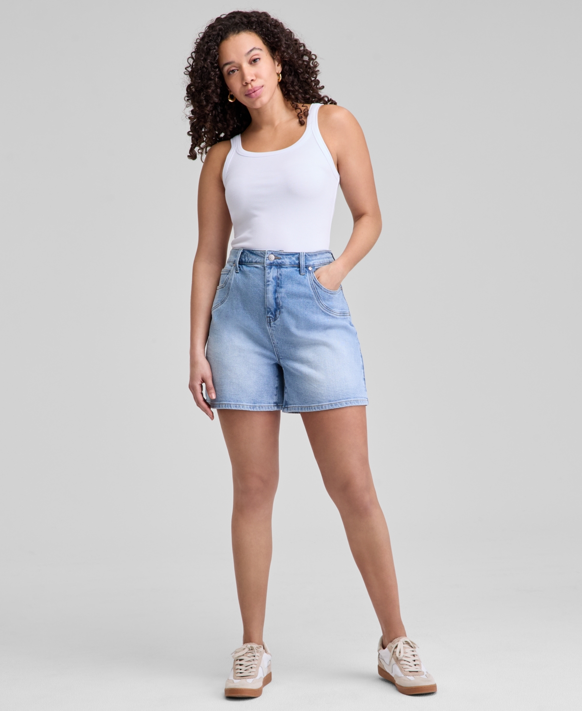 Shop And Now This Women's Double-pocket Denim Shorts, Exclusively At Macy's