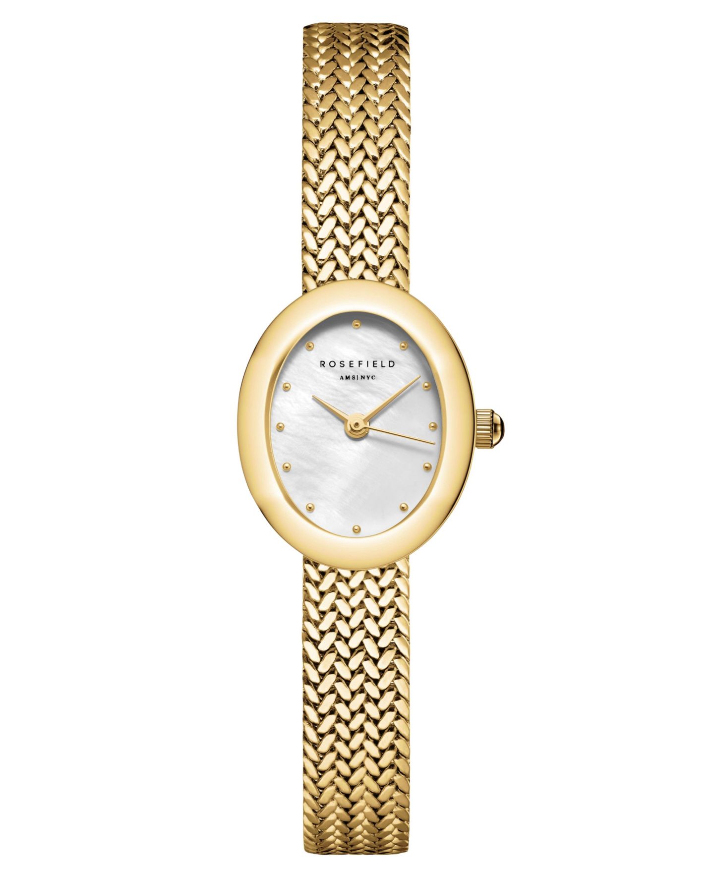 Женские часы Rosefield Mini Oval Gold Tone Stainless Steel Bracelet Watch 22mm — фото 1
