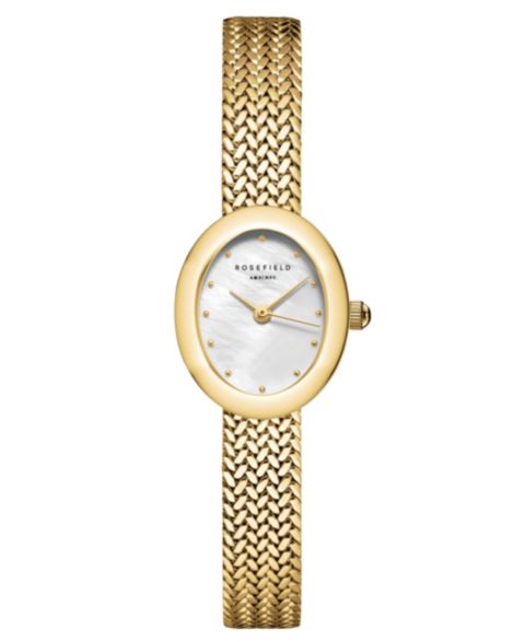 Женские часы Rosefield Mini Oval Gold Tone Stainless Steel Bracelet Watch 22mm