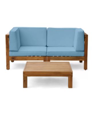 Streamdale Teak Acacia Wood Outdoor Set, 2 Armchairs & Coffee Table - BLUE