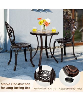 3PCS Cast Aluminum Patio Bistro Set Outdoor Table & Chairs Furniture Set