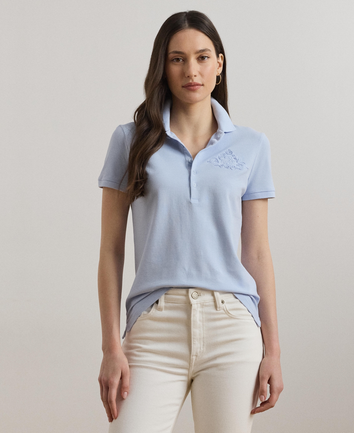 Ralph Lauren Women's Floral-logo Cotton Pique Polo Shirt