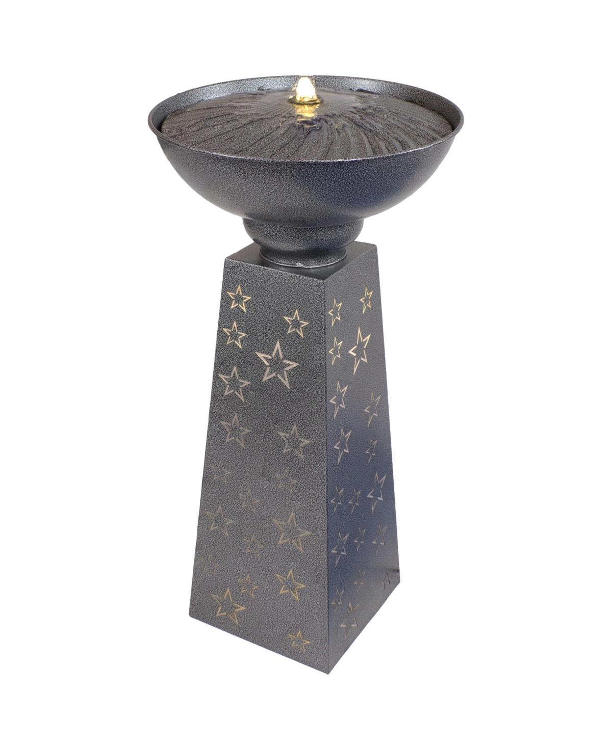 Starry Sky 31.25" H Galvanized Iron Bird Bath Fountain with Led Lights - Electric Submersible Pump Included - Black