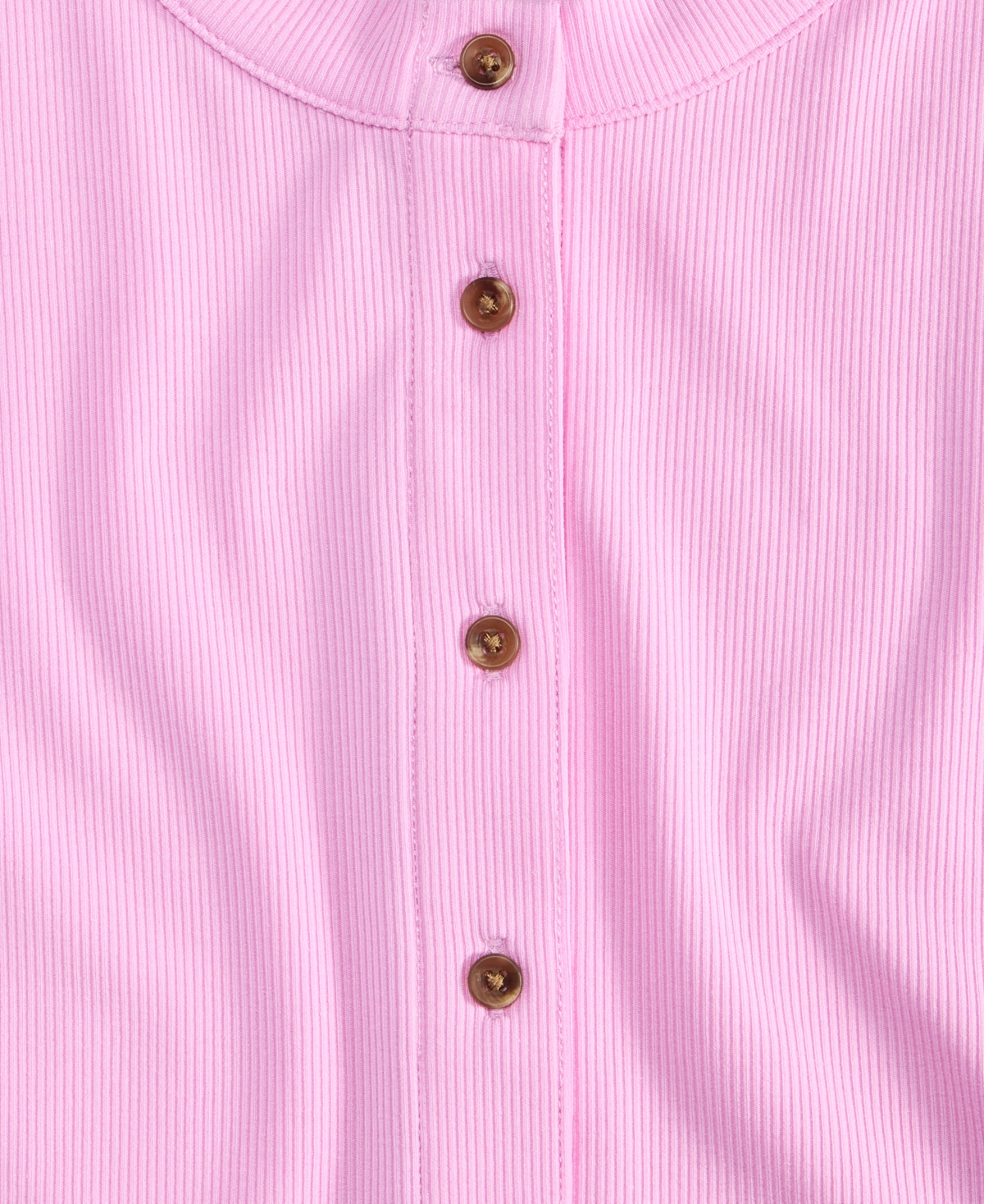 ON 34TH WOMEN'S RIB-KNIT SHORT-SLEEVE BUTTON FRONT TOP, EXCLUSIVELY AT MACY'S 