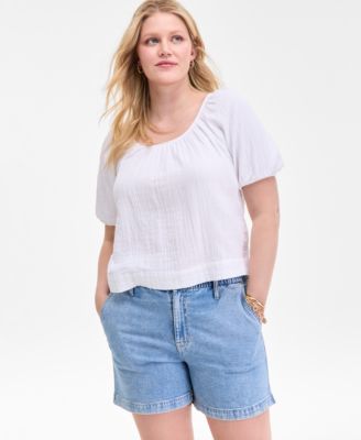 On 34th - Women's Cotton Gauze Scoop-Neck Top