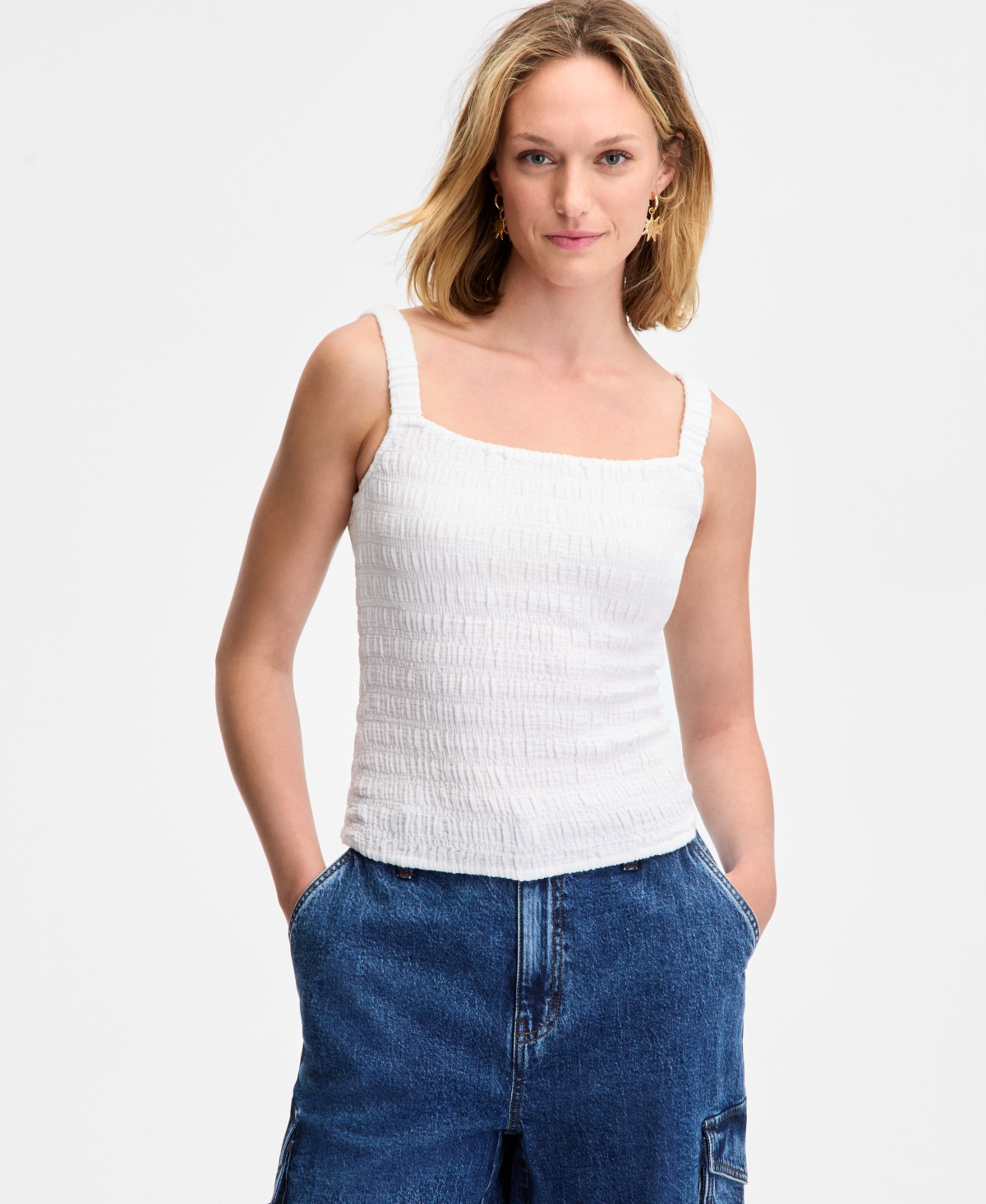 On 34th Women's Cotton Gauze Smocked Tank