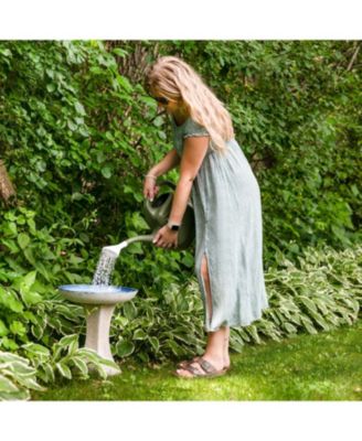 Nantes Ceramic Bird Bath with Lava Finish - White Distressed Ceramic Finish - 16" H