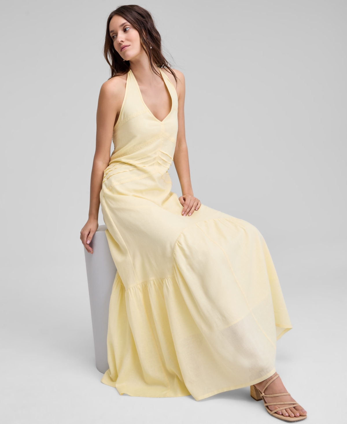 Shop And Now This Women's Pintuck-pleat Halter Maxi Dress, Exclusively At Macy's