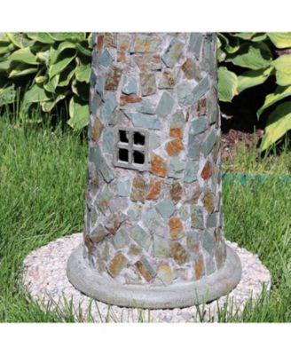 Outdoor Backyard Garden Nautical Lighthouse Solar LED Pathlight Statue Figurine - 36" - Cobblestone