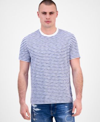 GUESS - Men's Baxter Short Sleeve Striped Crewneck T-Shirt