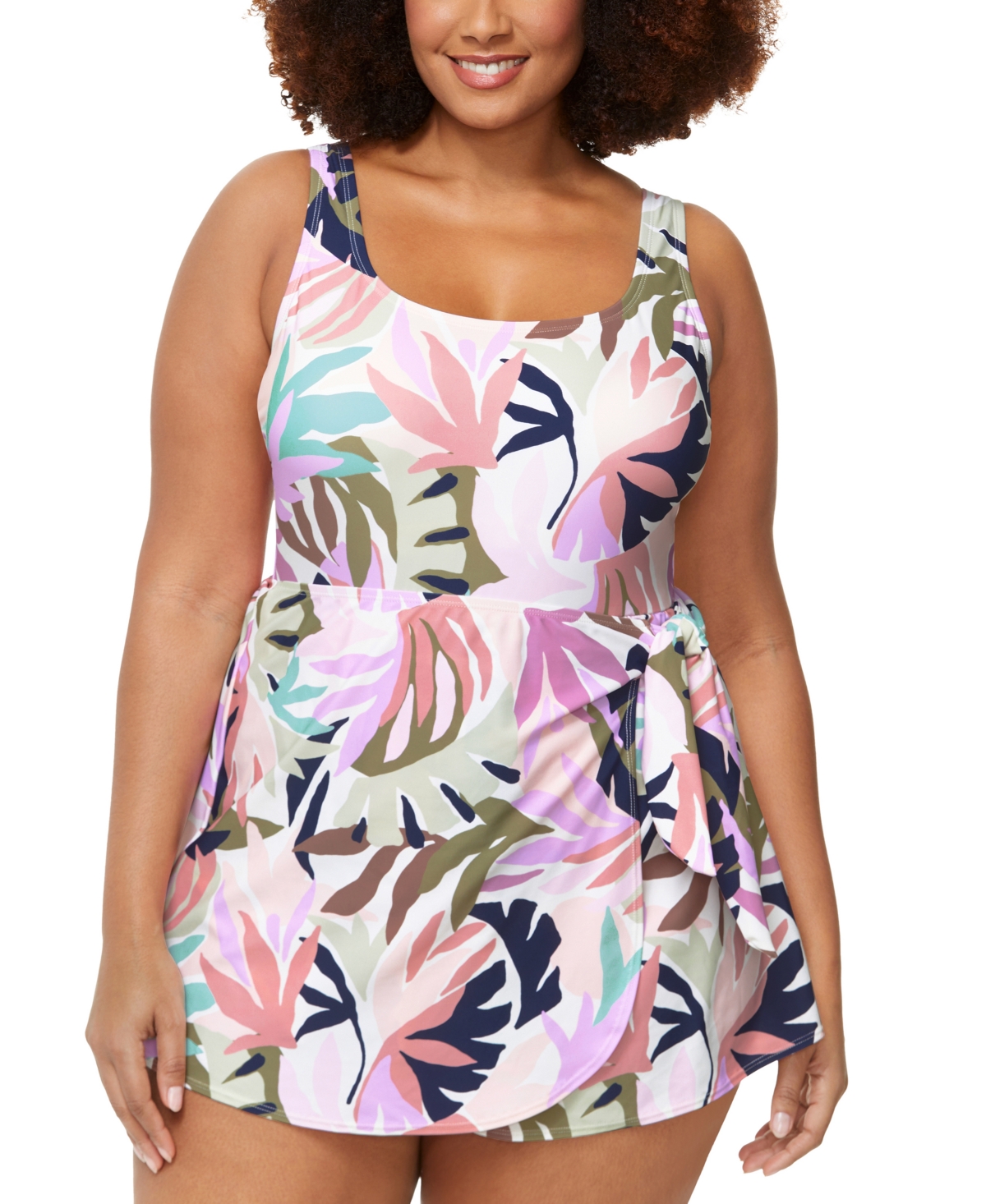 Trendy Plus Size Calabria Swim Dress - Multi Color