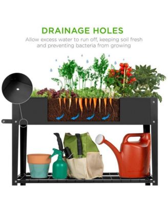 Metal Raised Garden Bed Planter Cart on Wheels 37-inch x 15-inch