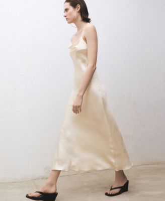 Women's Draped Neckline Silk Dress